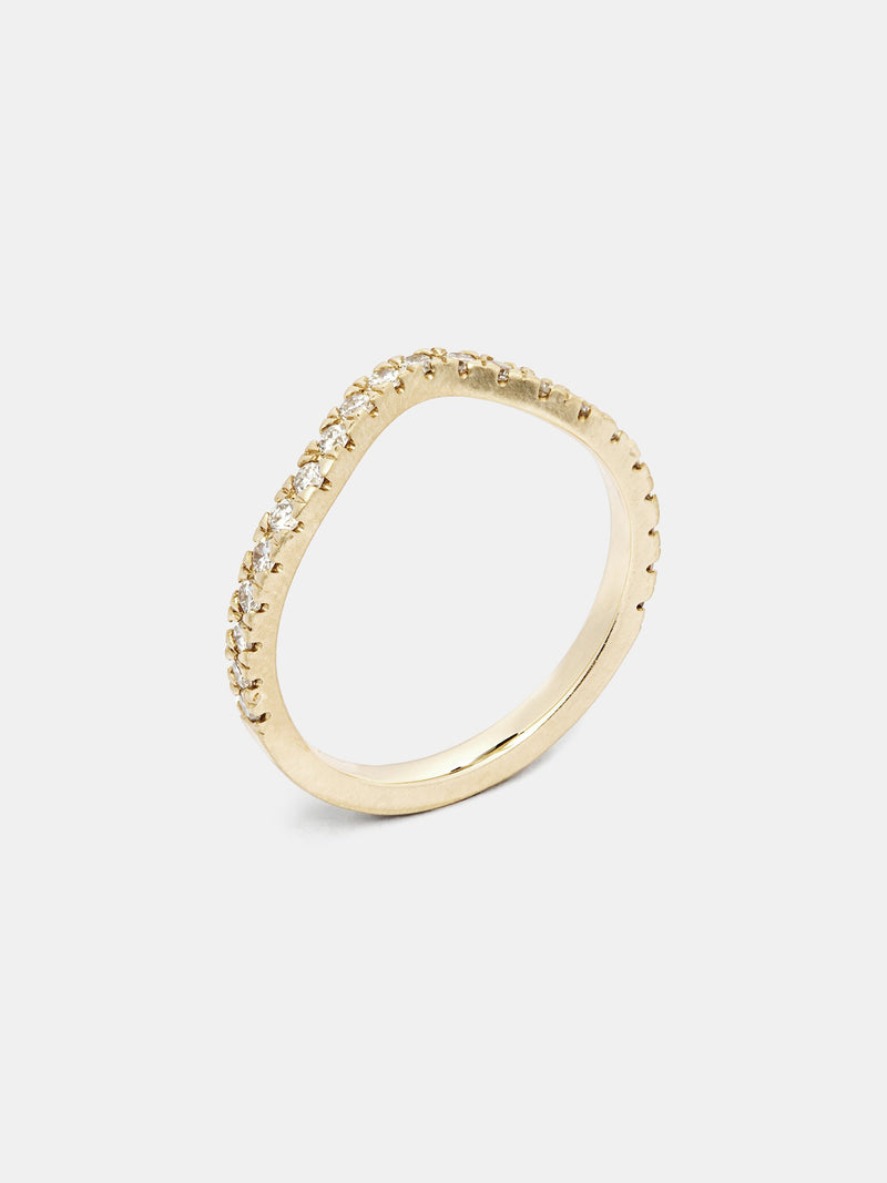 Arbor Pave Arching Half Eternity Band with 1.5mm recycled diamonds in 14k yellow gold and signature matte finish.