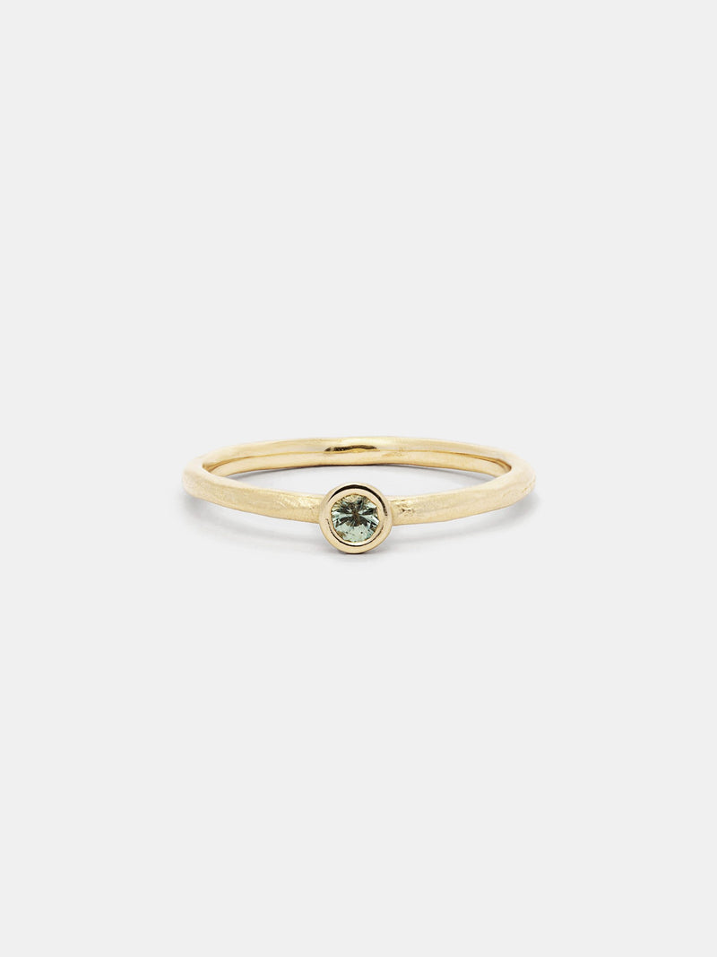 Shown: Mint sapphire in 14k yellow gold with organic texture and signature matte finish.