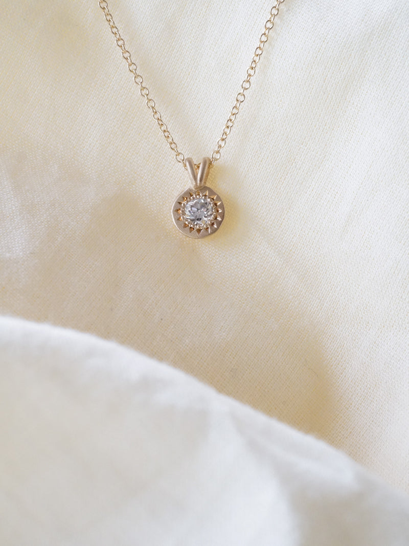 Shown: 14k yellow gold with signature matte finish with our standard Fairmined Cable Chain - 1.2mm.