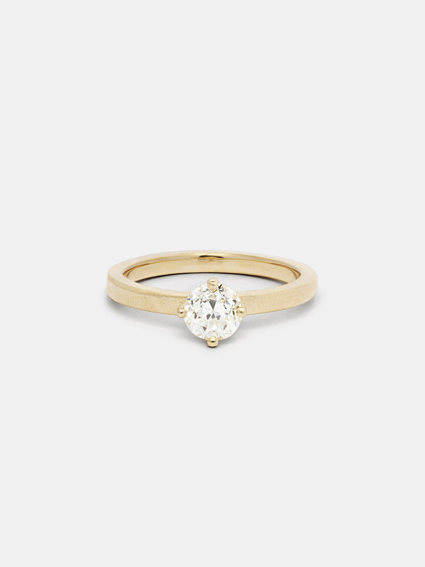Shown: 0.75ct near colorless antique diamond in 14k yellow gold with organic texture and signature matte finish.