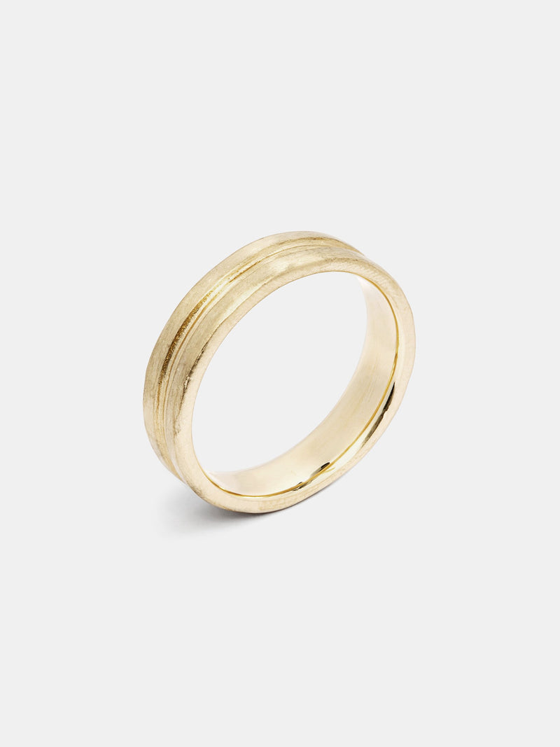 Eclipse Band in 14k yellow gold with organic texture and signature matte finish.