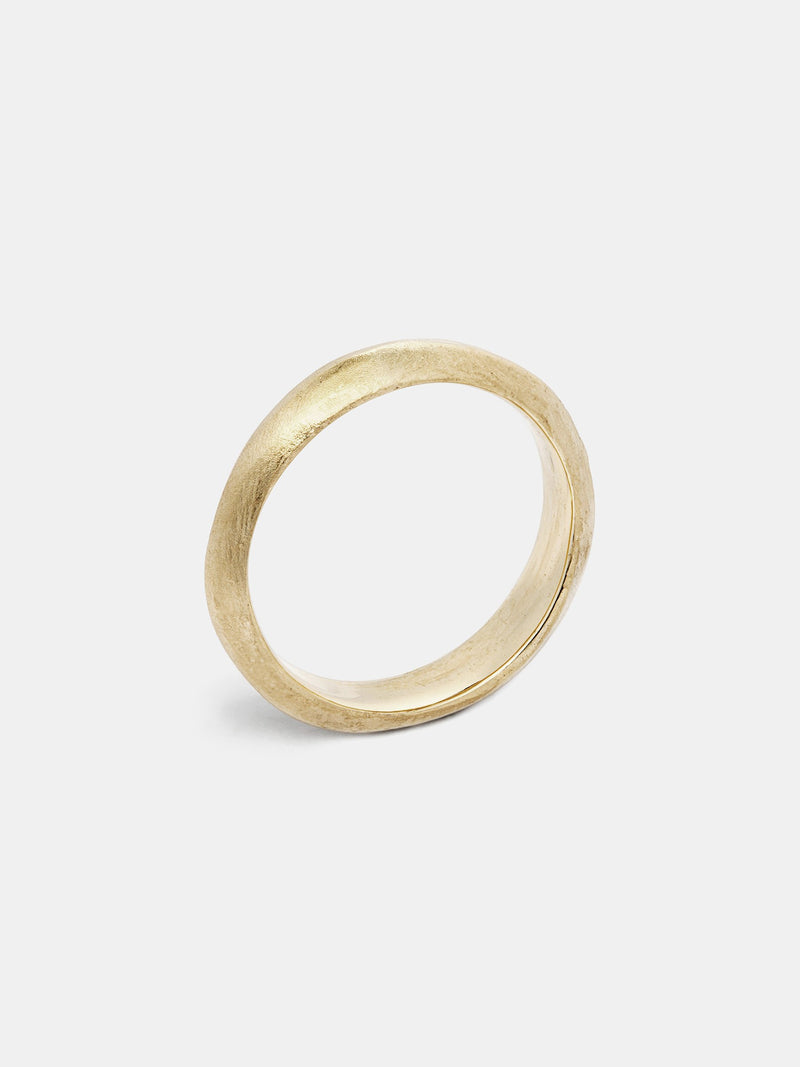 Knife Band- 5mm in 14k yellow gold with organic texture and signature matte finish.