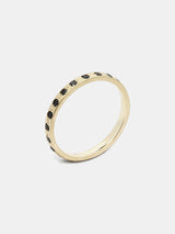 Moonvine Pave Eternity Band- Black Diamond with 1.5mm black diamonds in 14k yellow gold and signature matte finish.