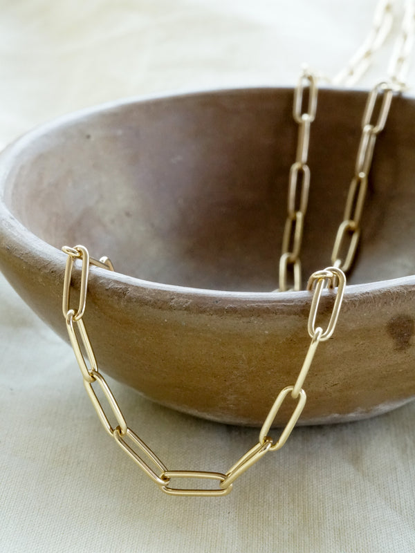 Shown: Fairmined Paperclip Chain - Large in 14k yellow gold and polished finish.