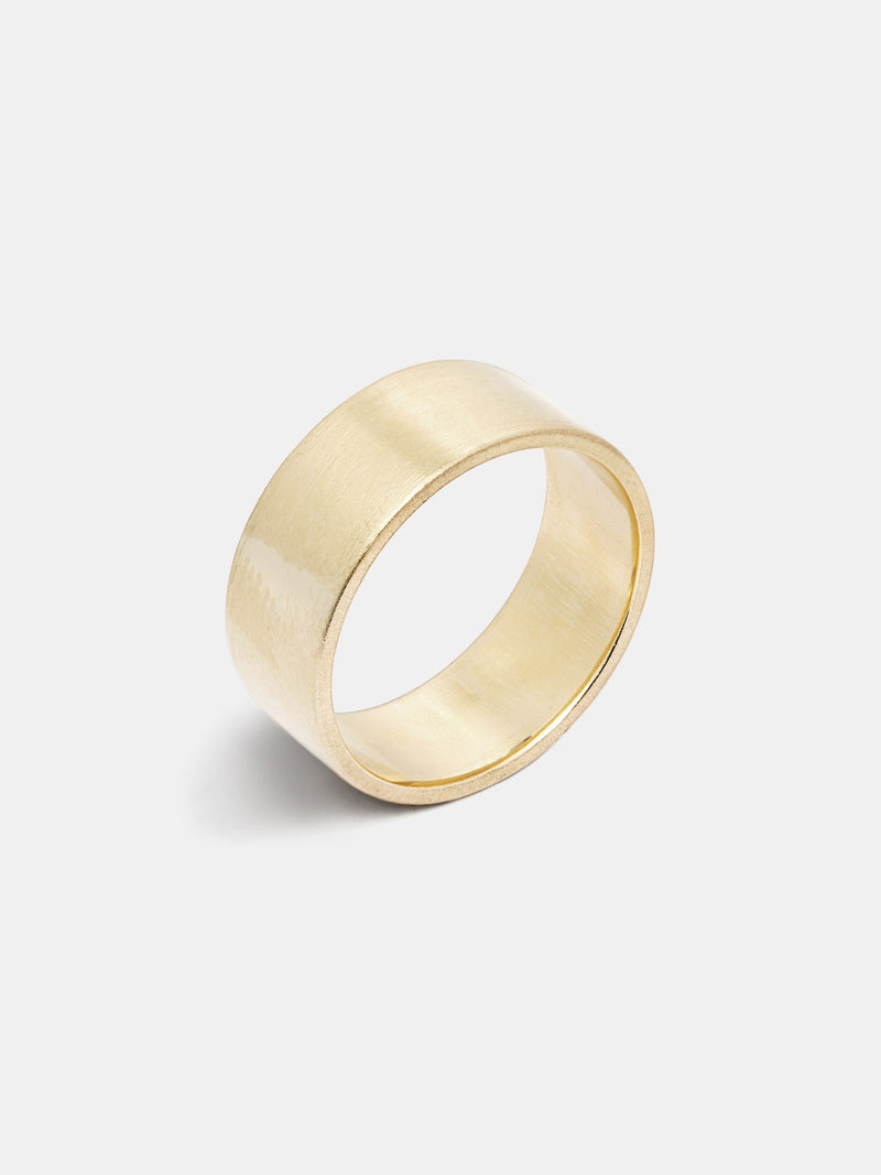 Pipecut Band- 8mm in 14k yellow gold with smooth texture and signature matte finish.