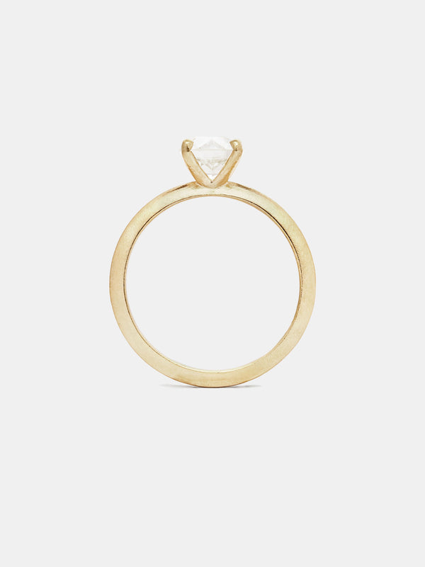 Sage Solitaire 1ct near colorless antique diamond in 14k yellow gold with organic texture and signature matte finish.