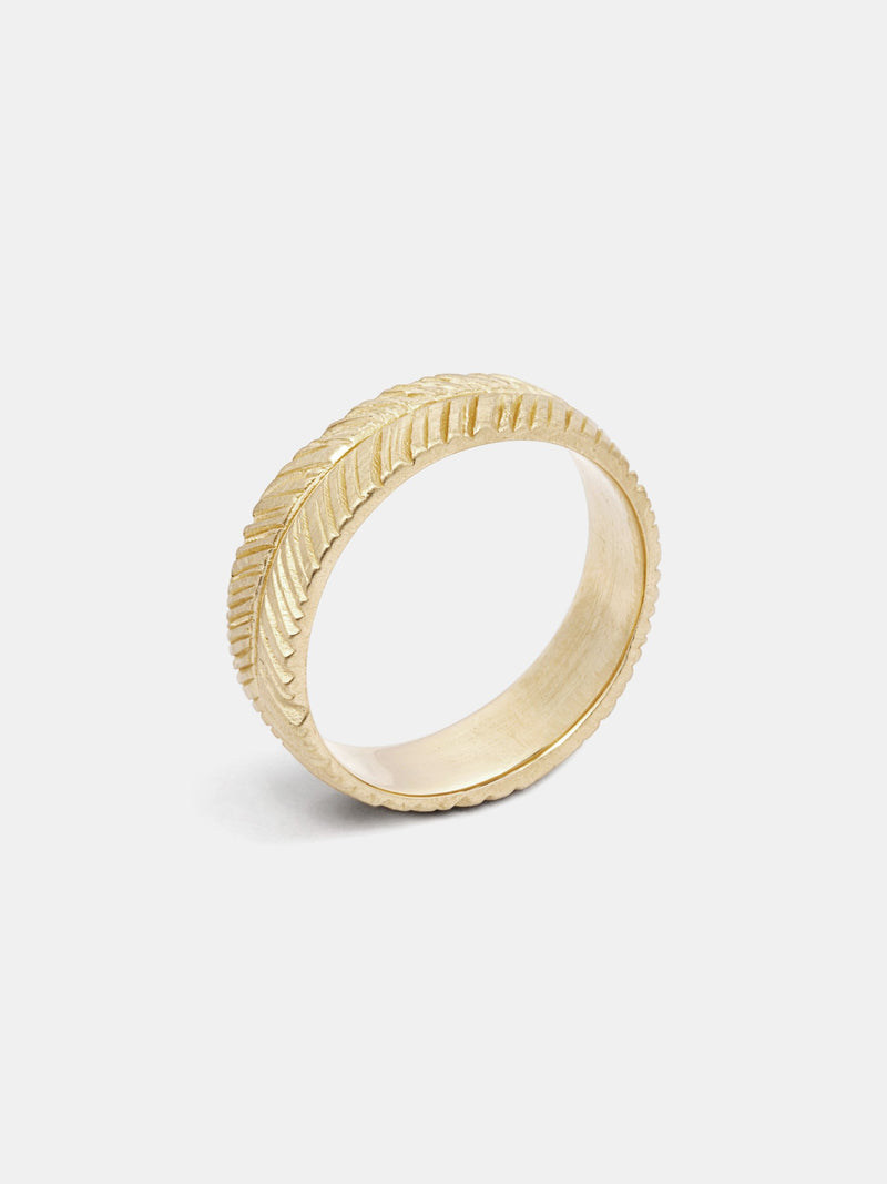Wisteria Band- 6mm in 14k yellow gold with signature matte finish.