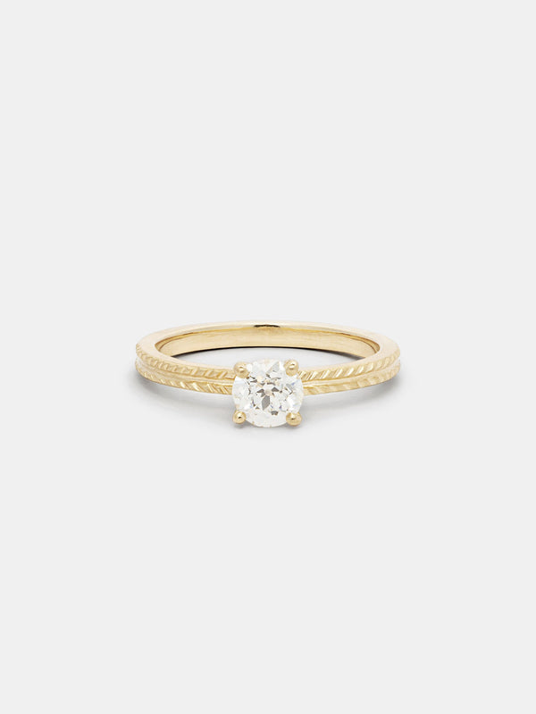Shown: 0.5ct near colorless antique diamond in 14k yellow gold with signature matte finish.