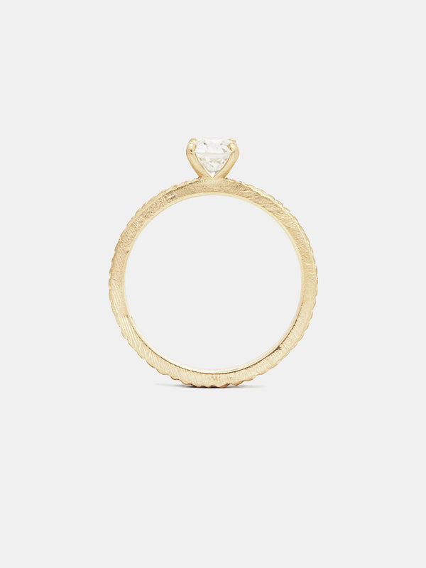 Wisteria Solitaire with 0.5ct near colorless antique diamond in 14k yellow gold with signature matte finish.